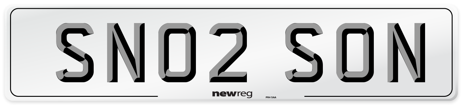 SN02 SON Number Plate from New Reg
